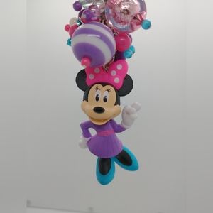 Minnie Mouse Disney Purse Charm Backpack Keychain Handmade OOAK Purple Silver